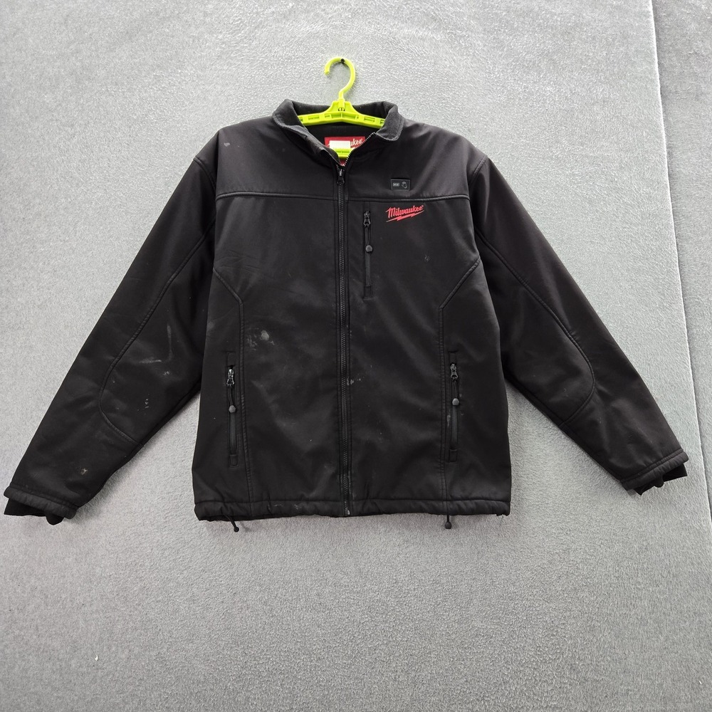 Milwaukee Men Jacket L Black Embroidered Fleece Logo M12 Heated Gear Work READ